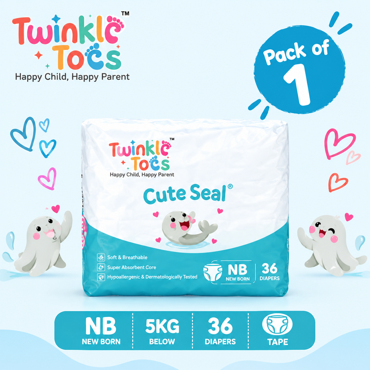 Diaper Cute Seal Tape NB